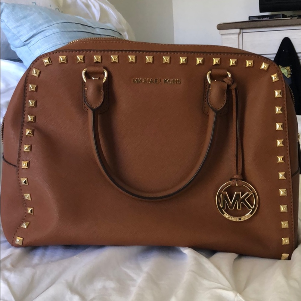 EUC Michael Kors brown studded purse